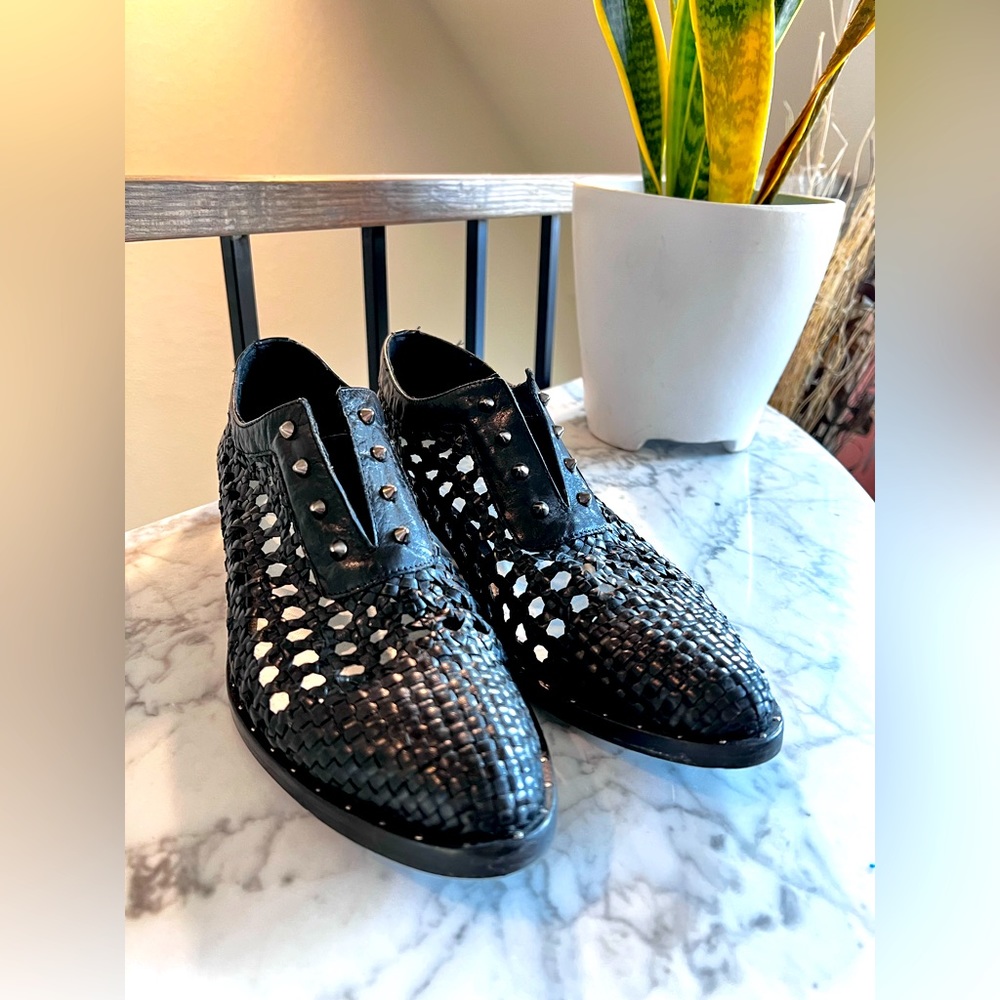 Freda Salvador Leather Studded Accent Oxfords